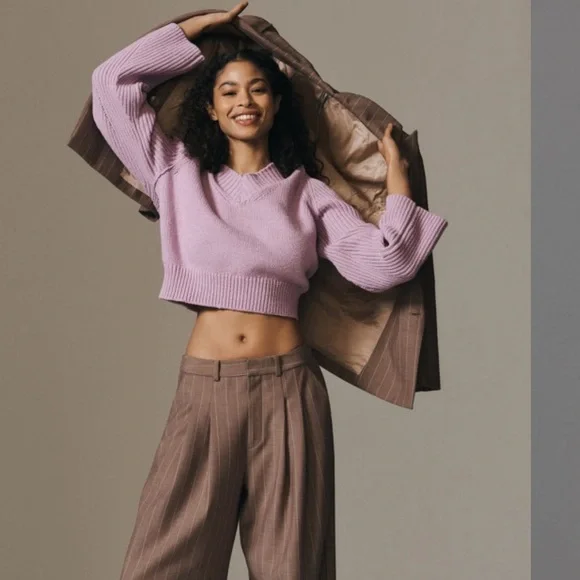 Anthropologie Lilac V-Neck Sweater - Picture 1 of 6